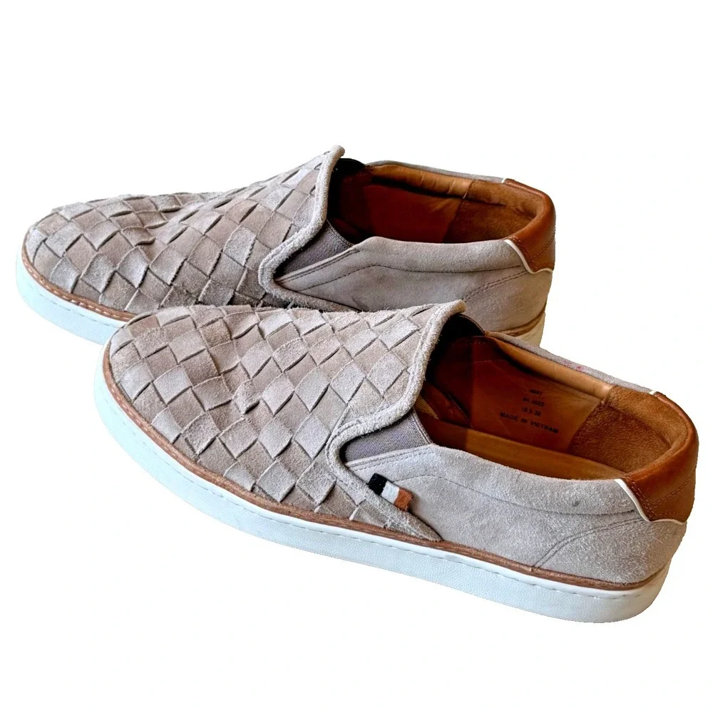 Allen Edmonds Men's Beige Alpha Woven Suede Slip-On Sneakers‎ Size 10.5 3E